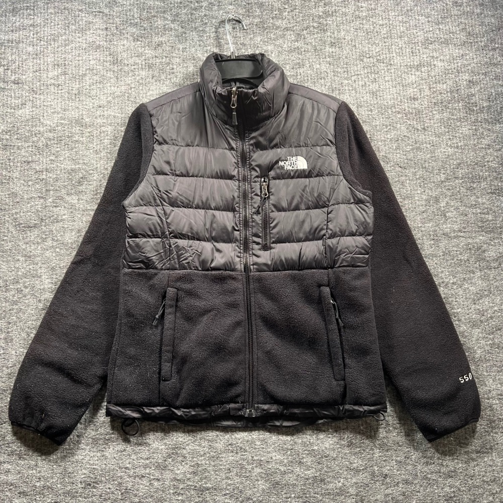 The North Face Womens Denali 550 Down Hybrid Fleece Jacket Black Small 5334